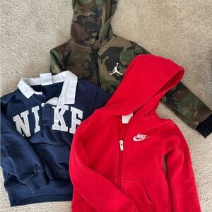 Nike Kids Red, Camo, and  Blue Hoodies